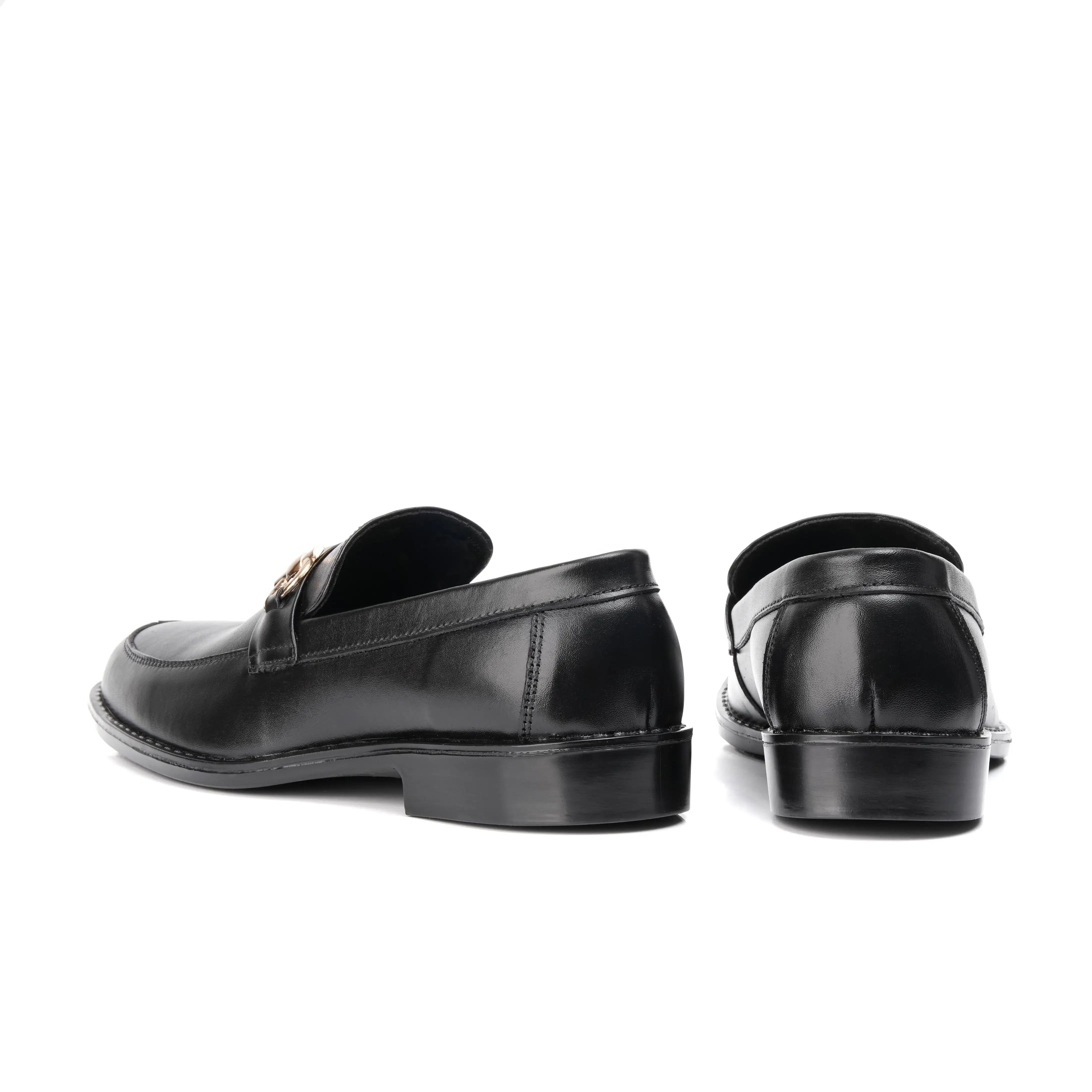 ST-05-Black Cow Leather Horse bit Formal Loafer Style In Rubber sole - DeVogue