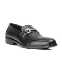 ST-05-Black Cow Leather Horse bit Formal Loafer Style In Rubber sole - DeVogue