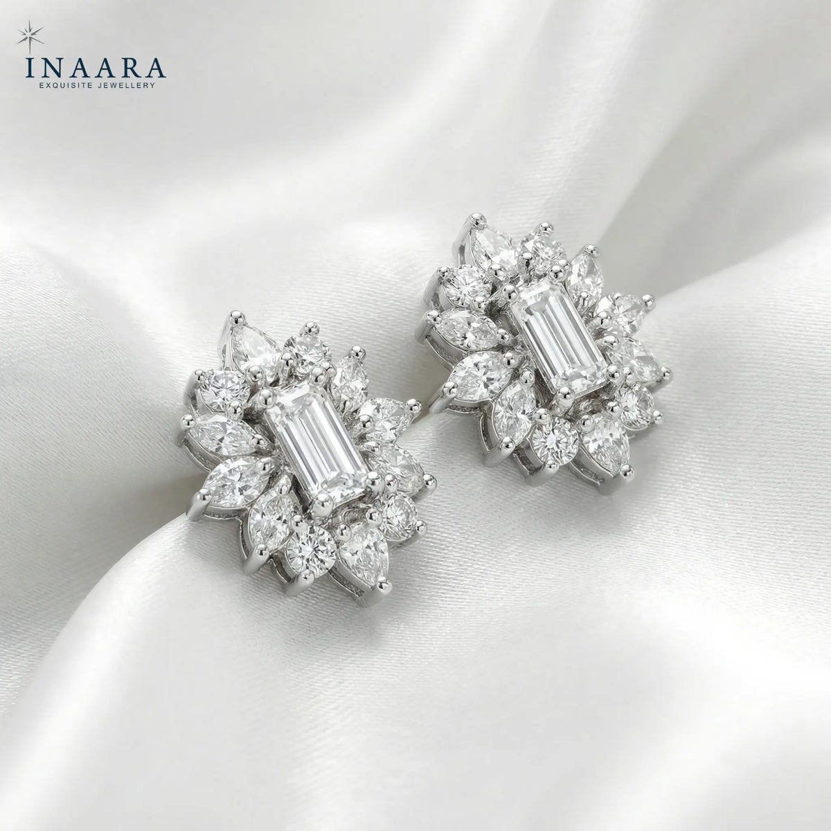 Baguette Flower Earrings