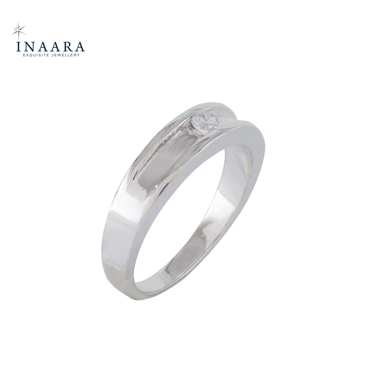2 Lines Solitaire Ring