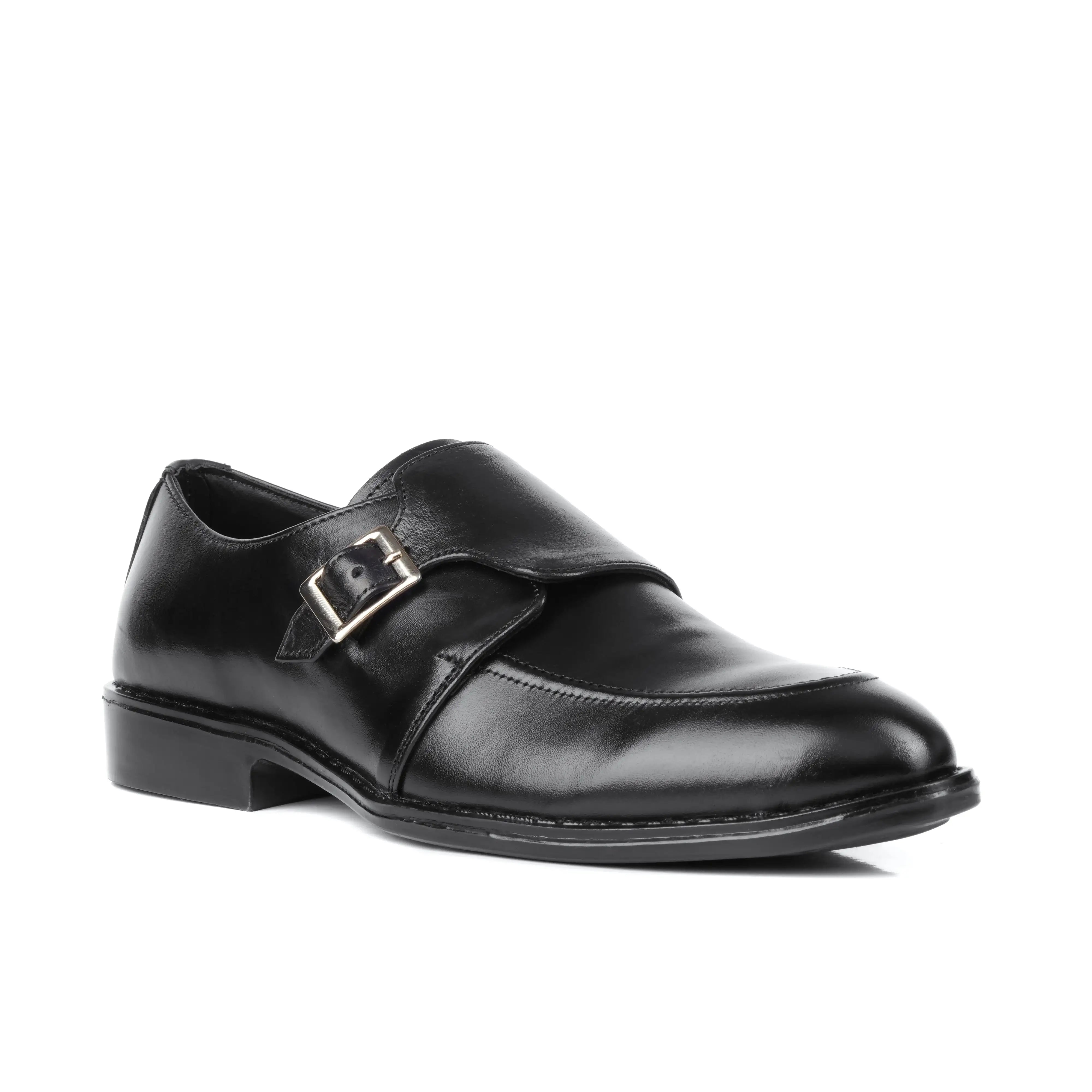 7011-Black Rubber Sole Cow Leather Formal - DeVogue