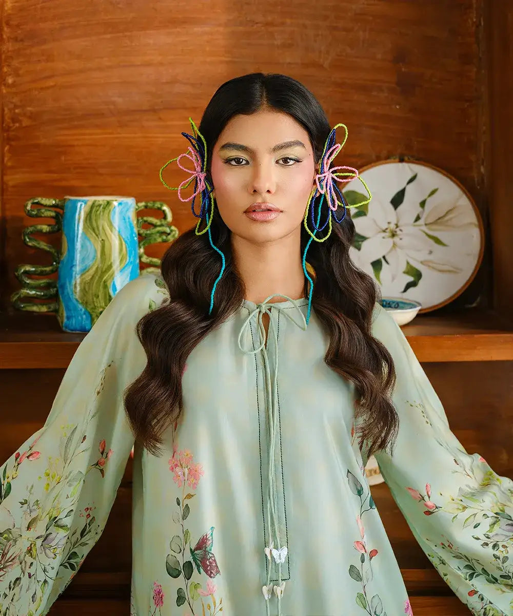 Printed Silk Lawn Kaftaan - Kross Kulture