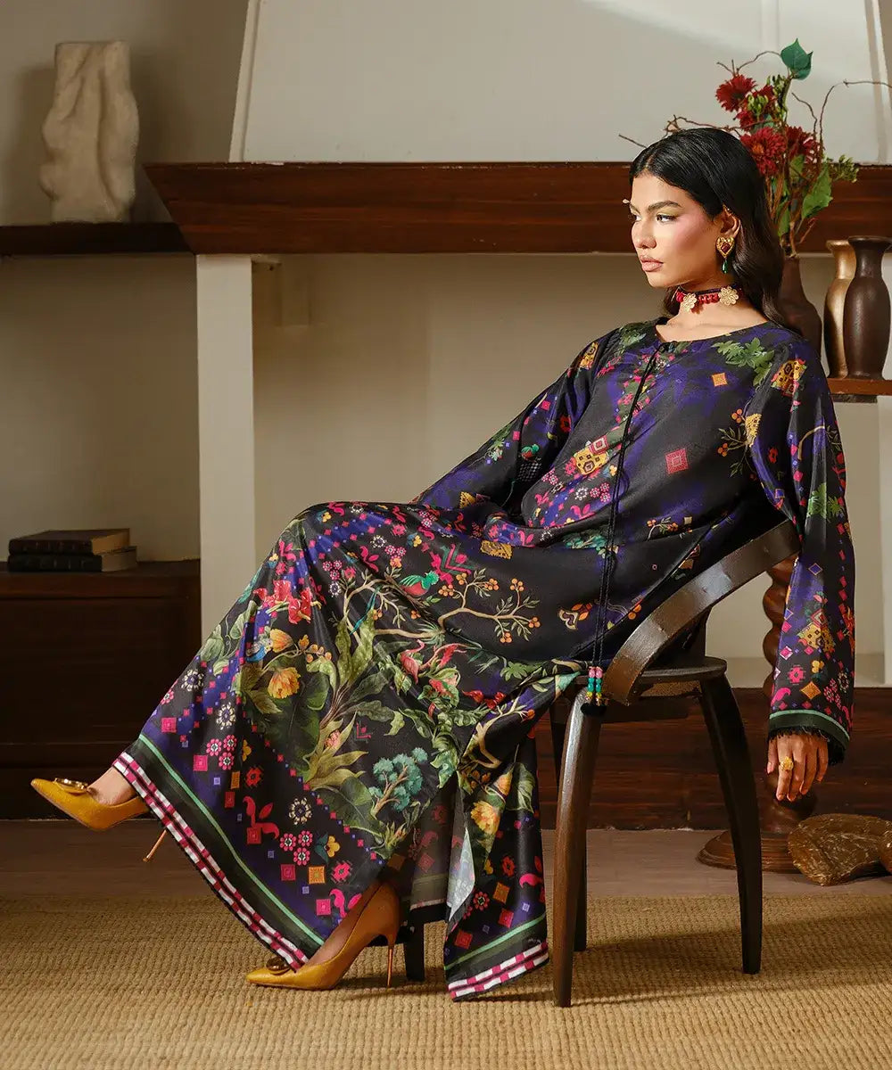 Printed Silk Lawn Kaftaan - Kross Kulture