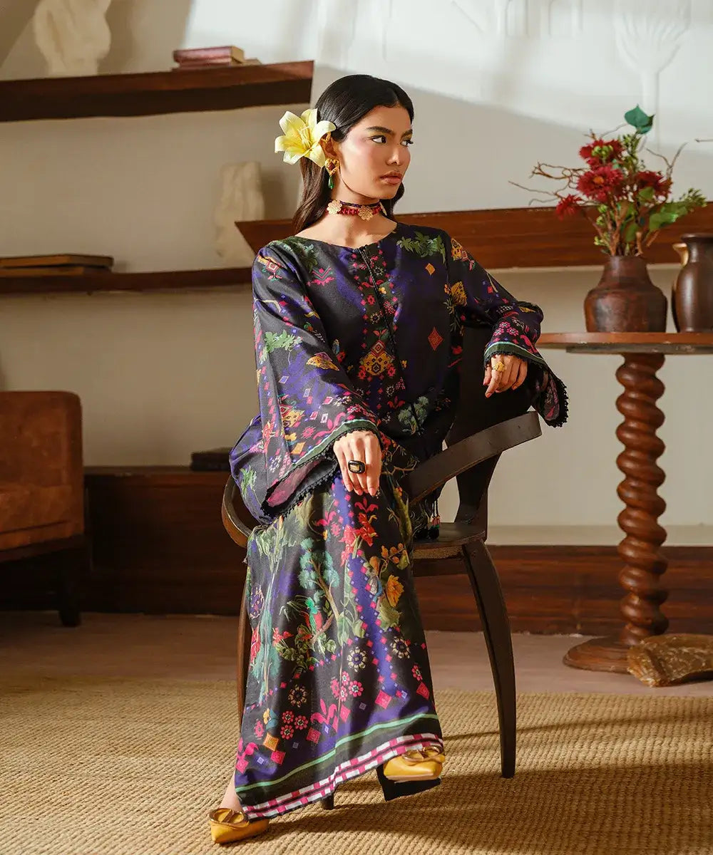 Printed Silk Lawn Kaftaan - Kross Kulture