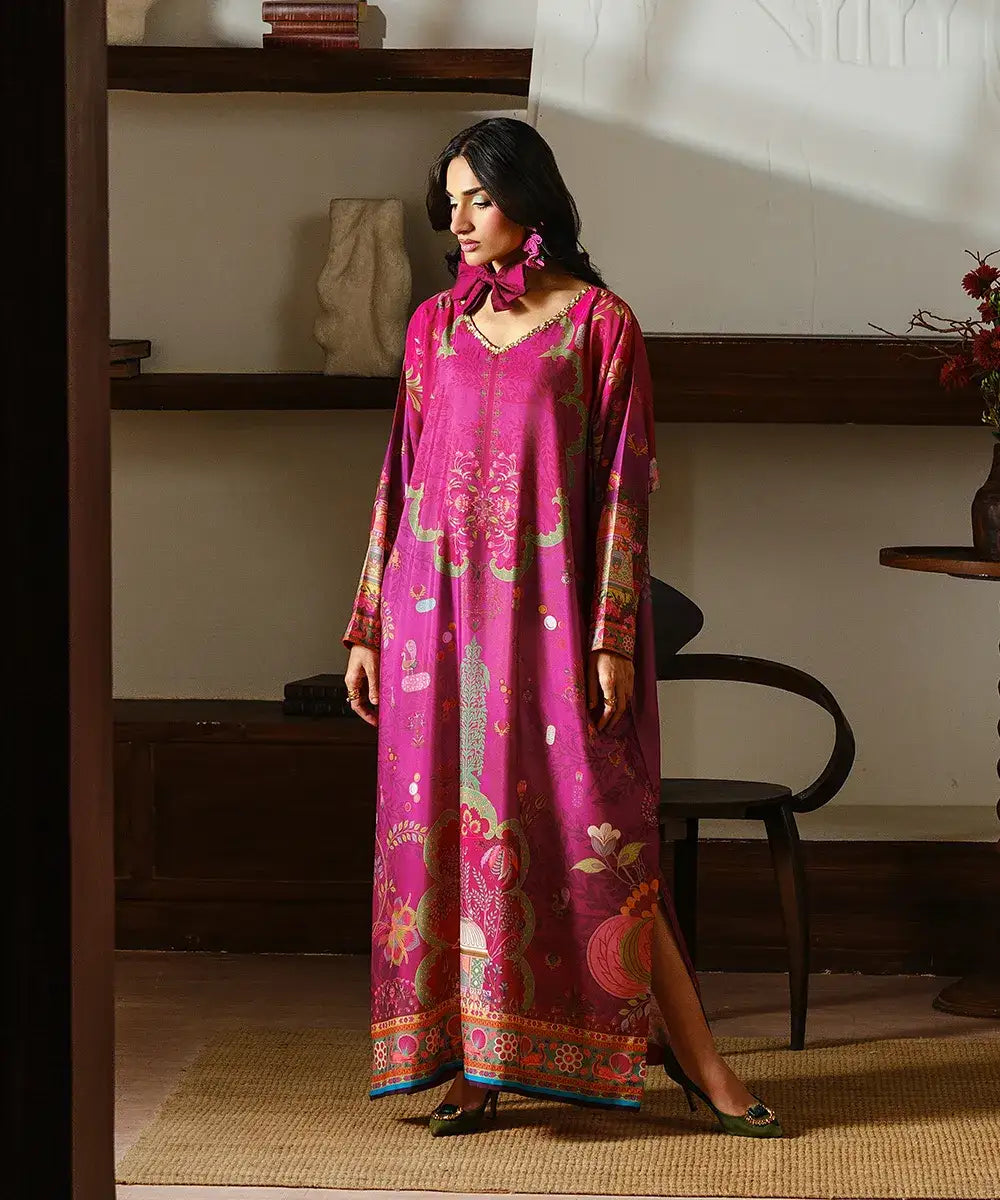 Printed Silk Lawn Kaftaan - Kross Kulture