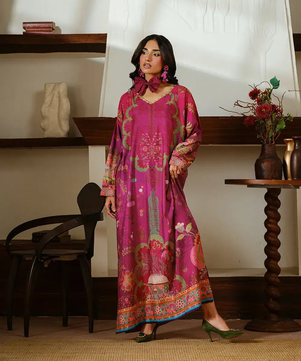 Printed Silk Lawn Kaftaan - Kross Kulture