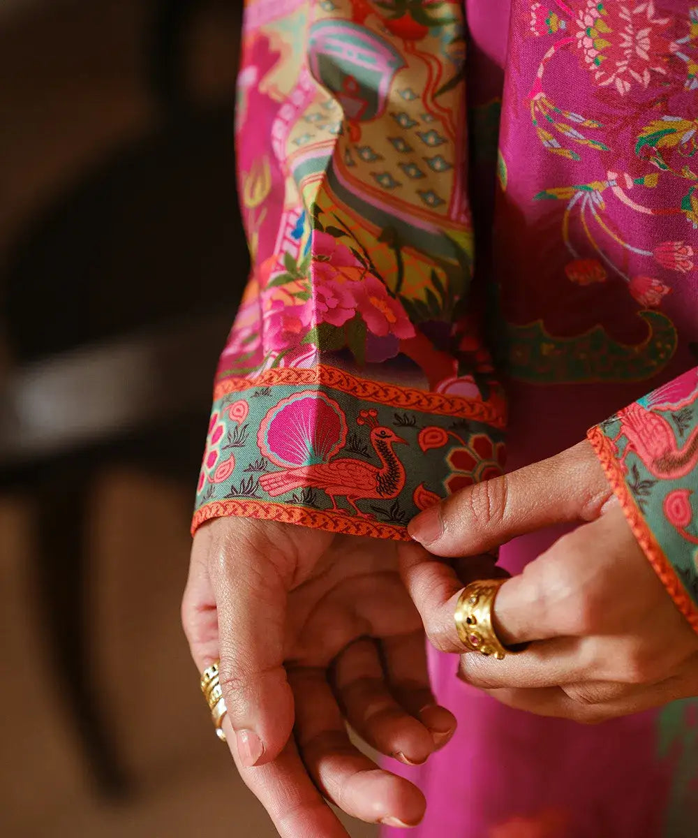 Printed Silk Lawn Kaftaan - Kross Kulture