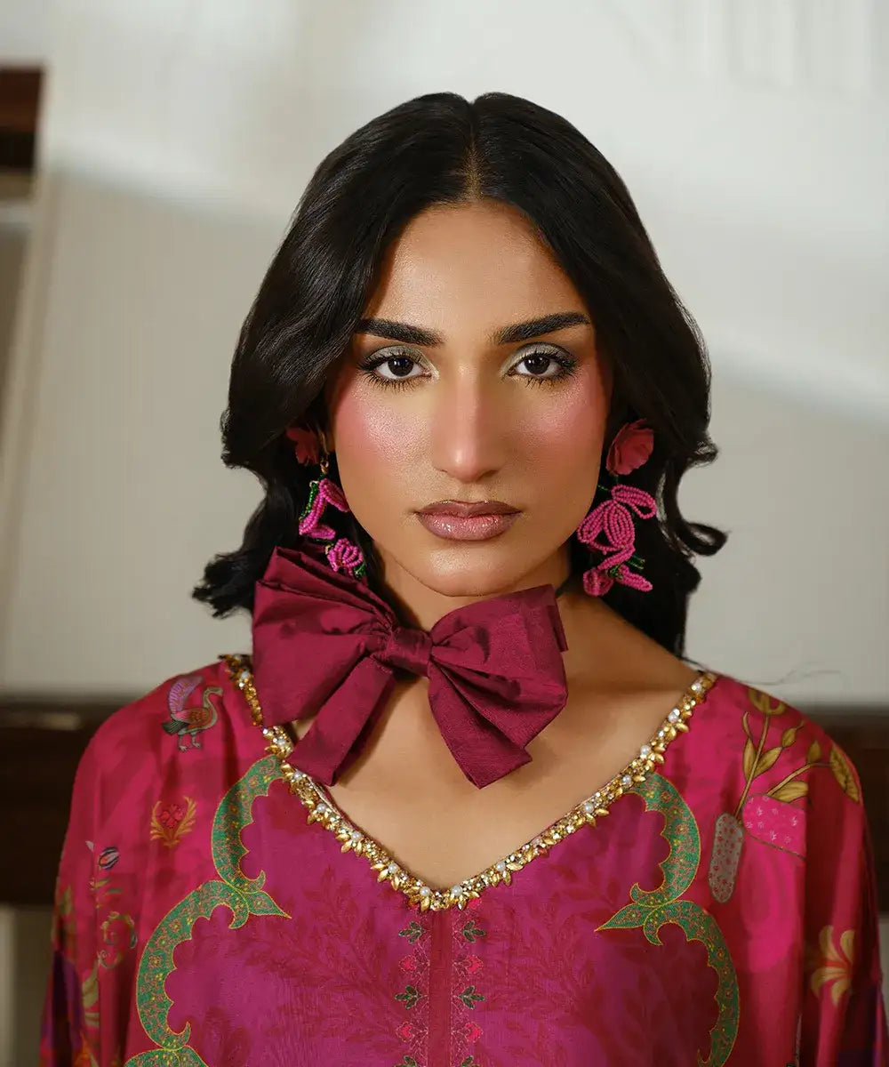 Printed Silk Lawn Kaftaan - Kross Kulture