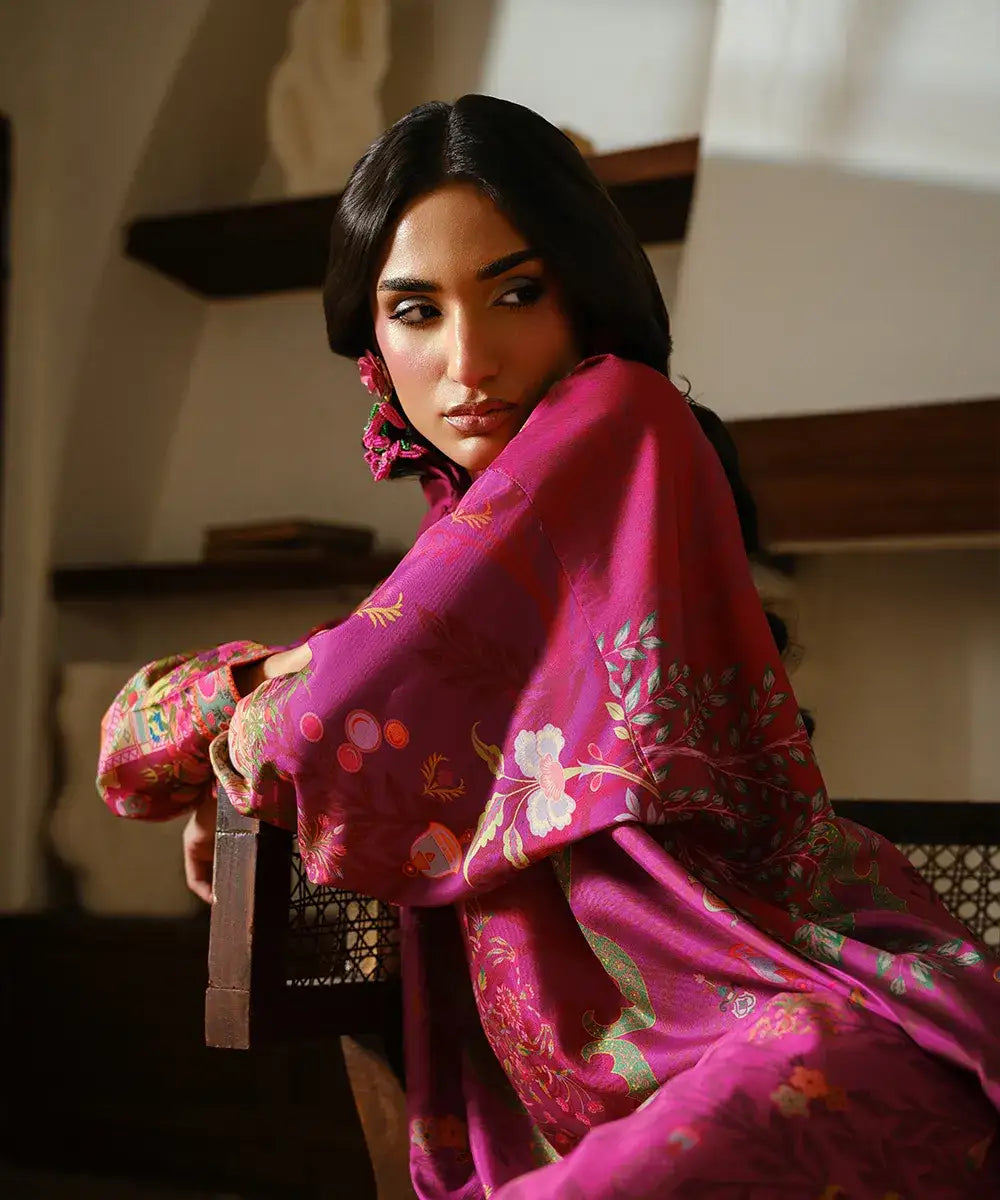Printed Silk Lawn Kaftaan - Kross Kulture