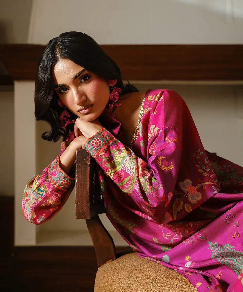 Printed Silk Lawn Kaftaan - Kross Kulture