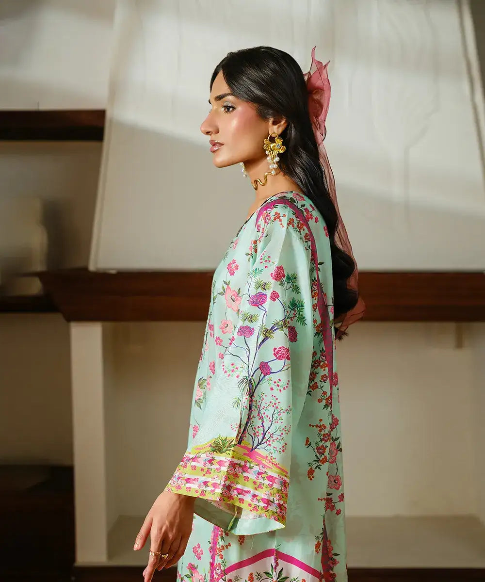 Printed Silk Lawn Kaftaan - Kross Kulture