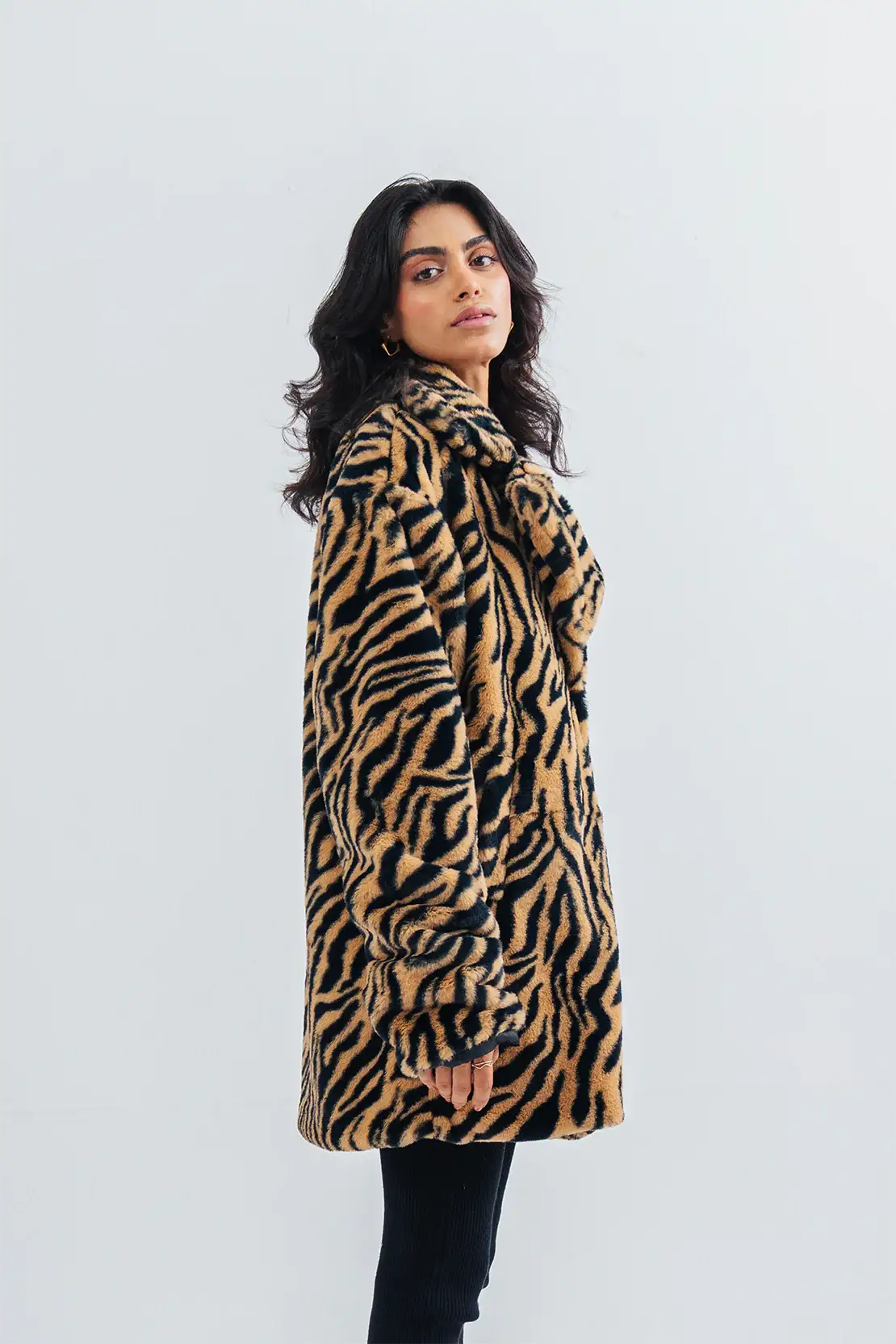 Ladies Tiger Print Long Coat - Mmall