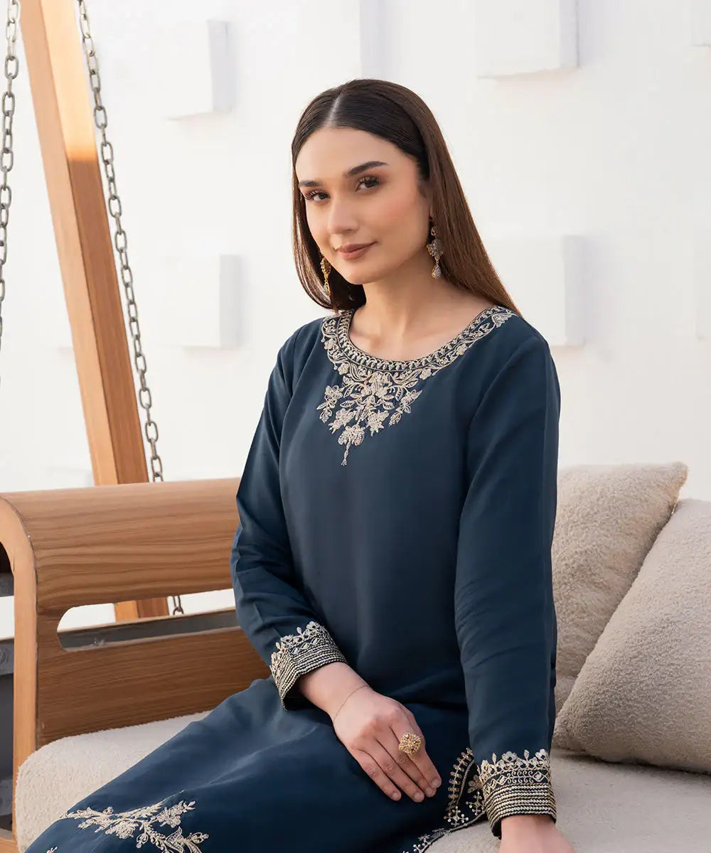 Embroidered Viscose Long Shirt - Kross Kulture