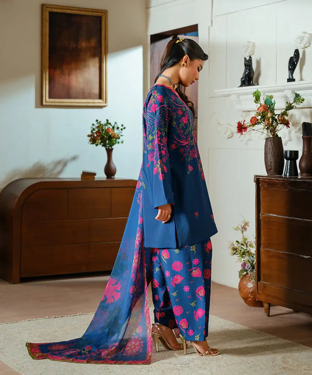 2PC - Printed Silk Lawn - Kross Kulture