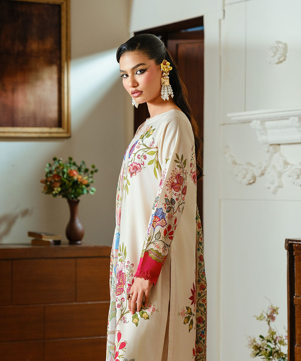 2PC - Printed Silk Lawn - Kross Kulture