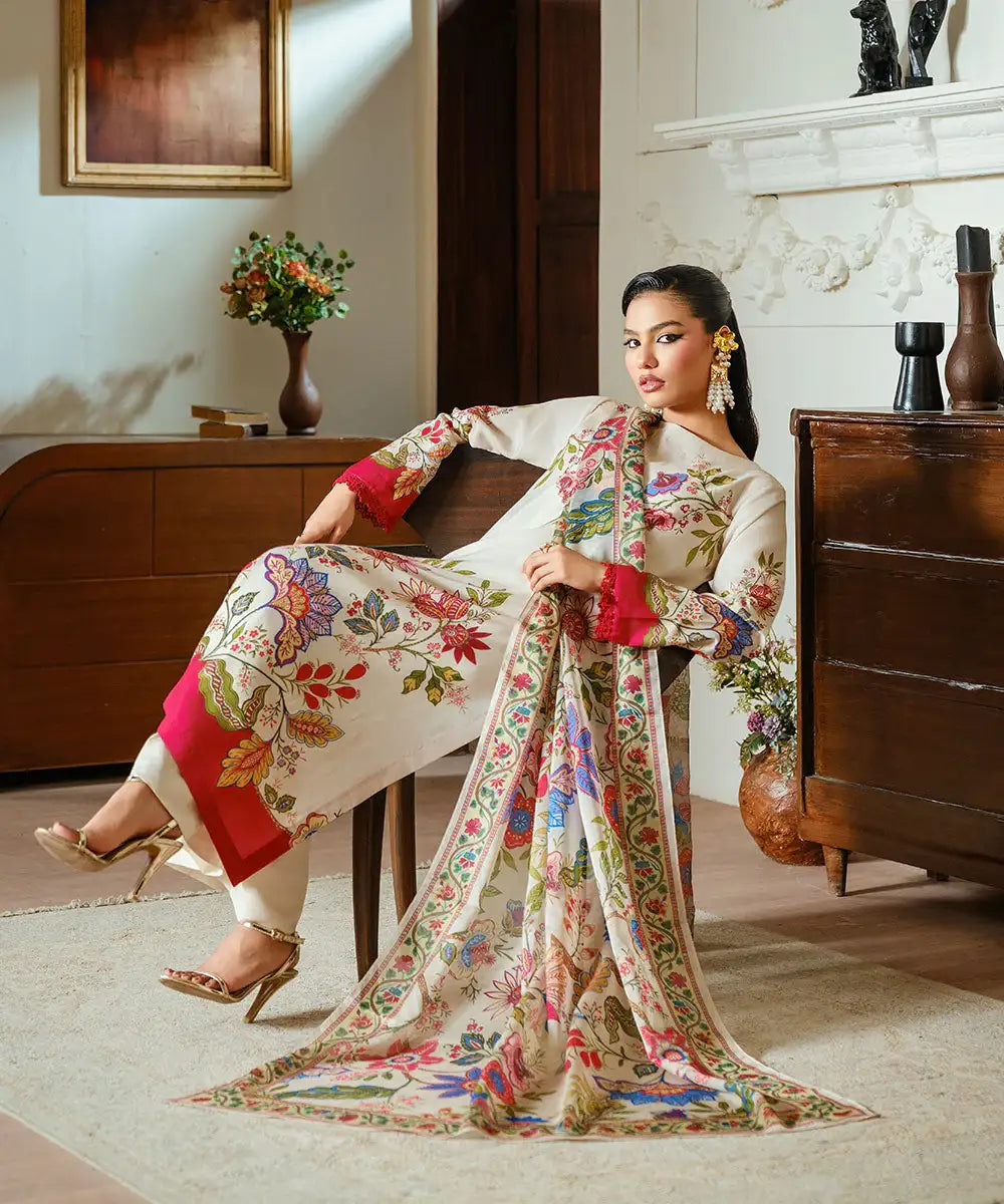 2PC - Printed Silk Lawn - Kross Kulture