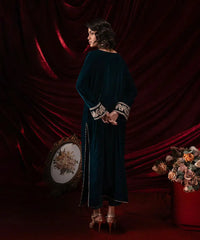 Embroidered Velvet Long Shirt - Kross Kulture