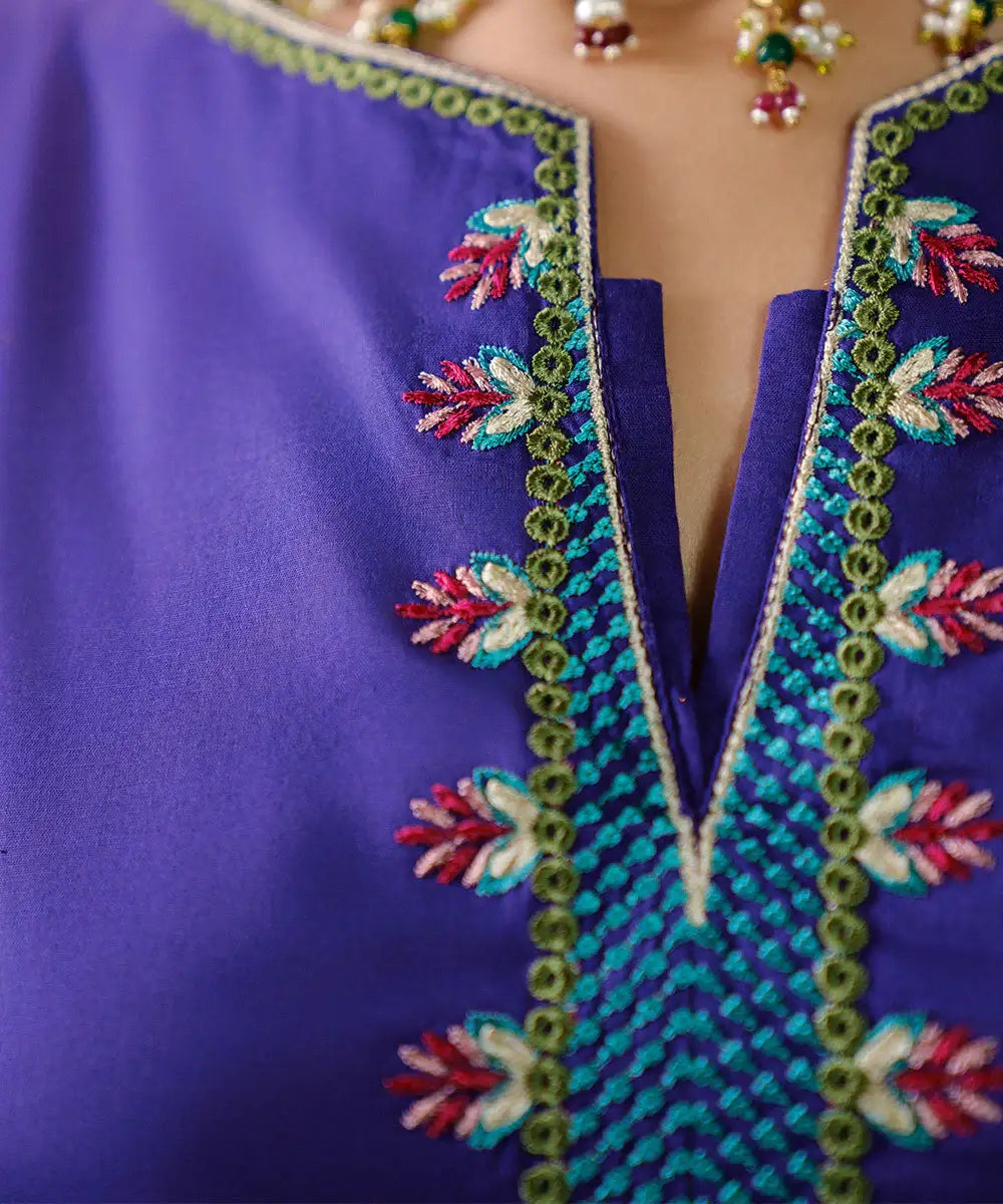 Embroided Lawn Cotton Shirt - Kross Kulture