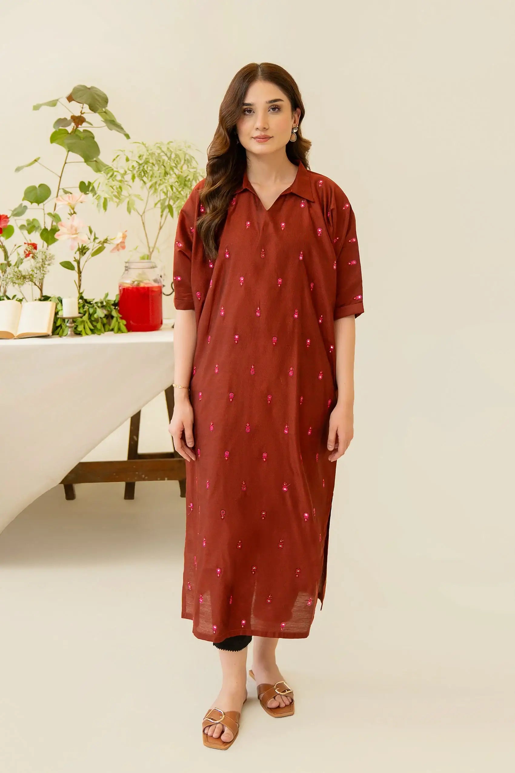 Embroidered Yarn Dyed Cotton Shirt - Kross Kulture
