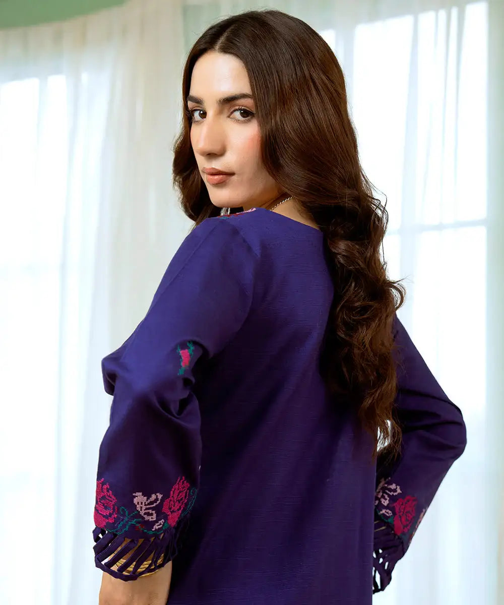 2PC - Embroidered Khaddar Suit - Kross Kulture