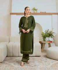 2PC - Embroidered Khaddar Suit - Kross Kulture