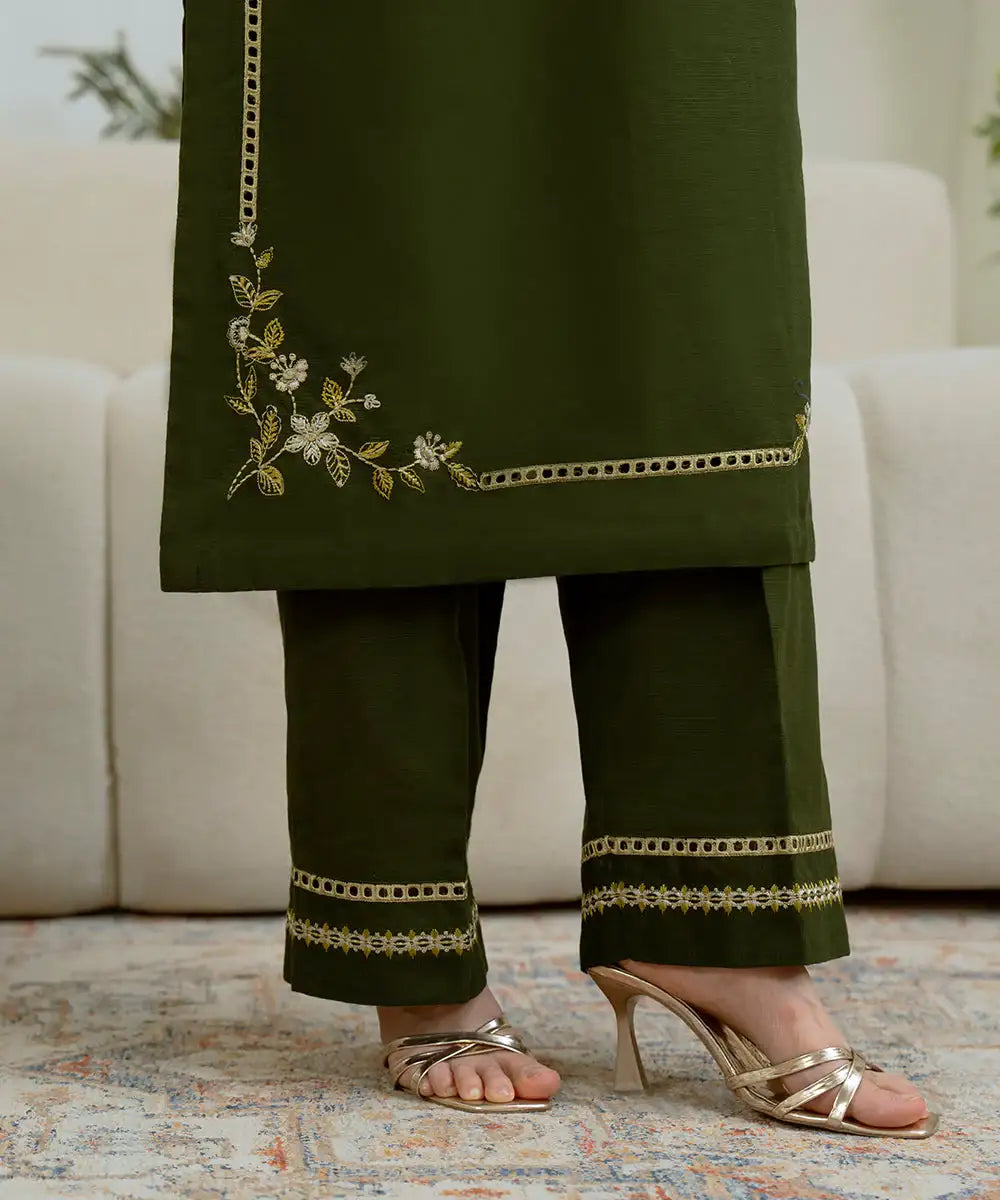2PC - Embroidered Khaddar Suit - Kross Kulture