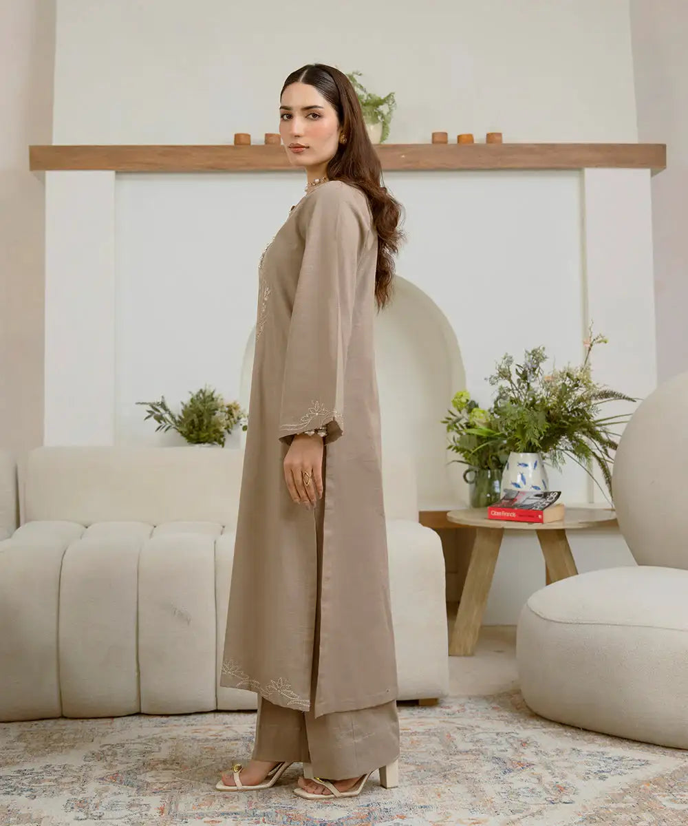 2PC - Embroidered Khaddar Suit - Kross Kulture