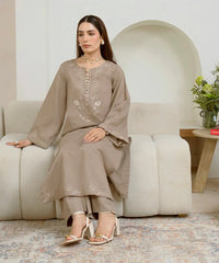 2PC - Embroidered Khaddar Suit - Kross Kulture