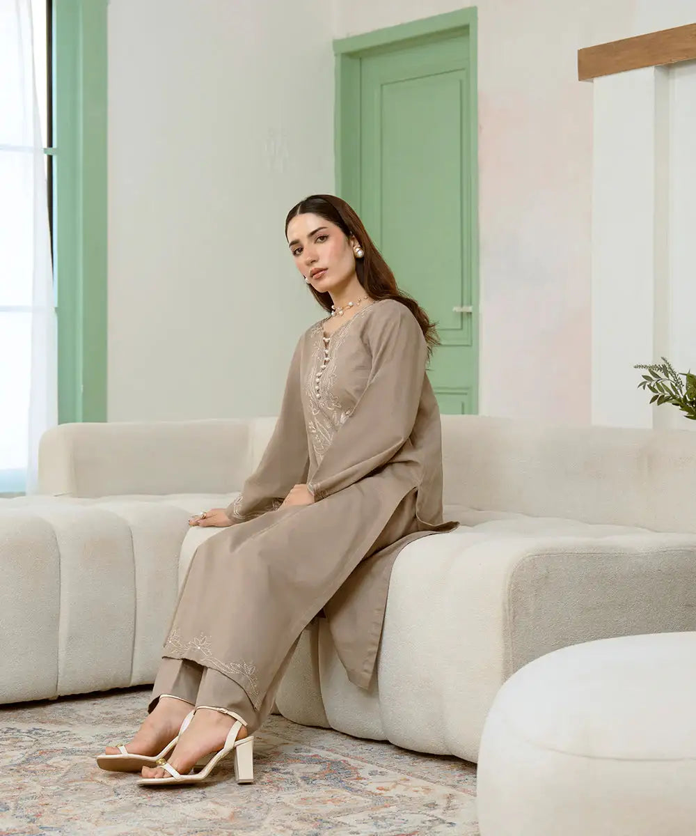 2PC - Embroidered Khaddar Suit - Kross Kulture