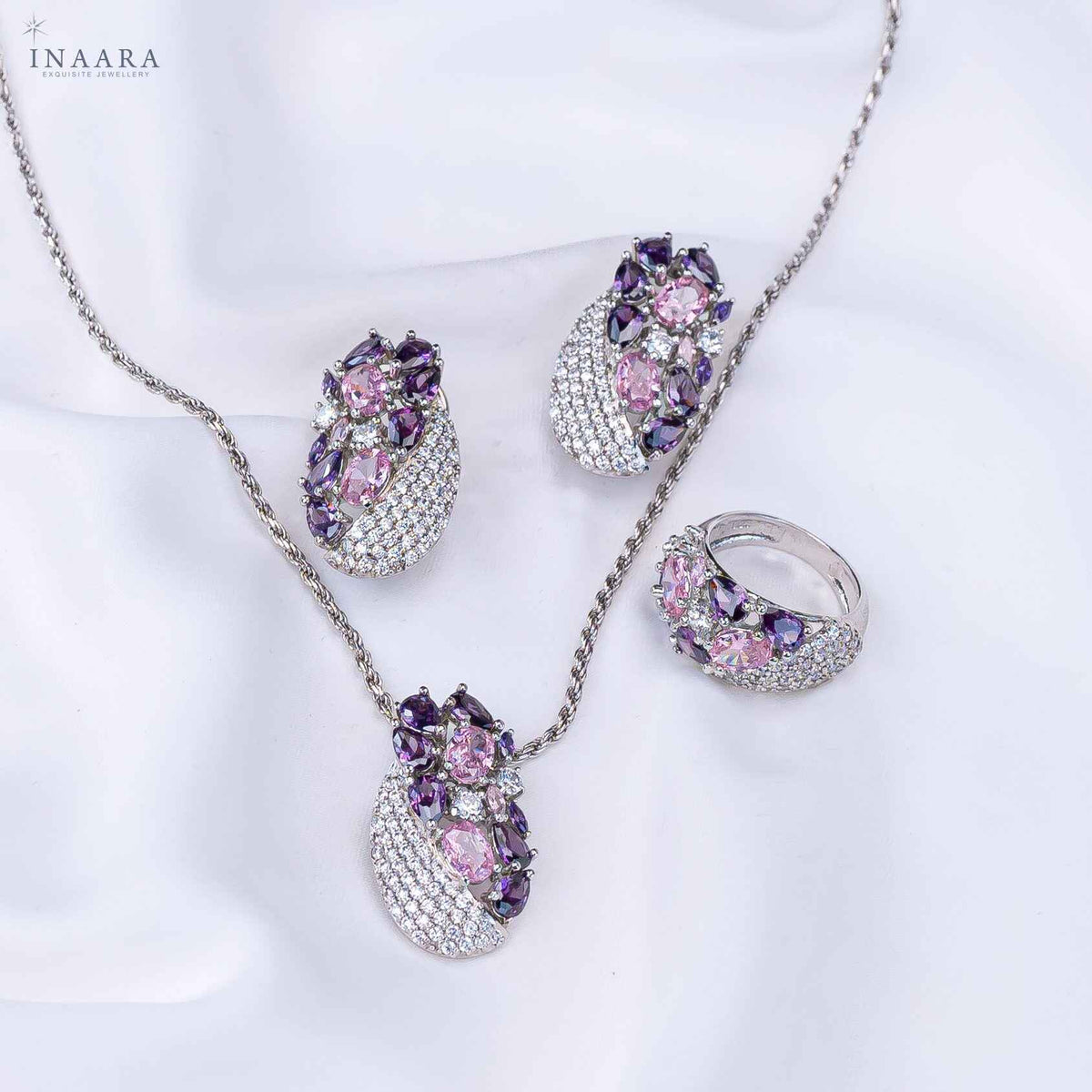 Multi Color Pendant Set with Ring