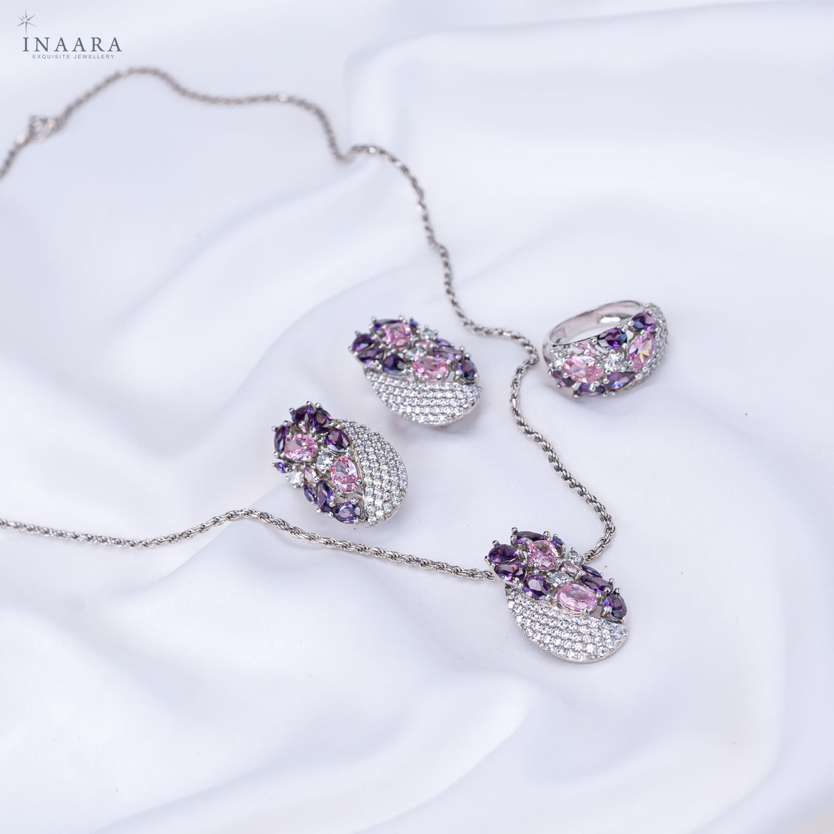 Multi Color Pendant Set with Ring