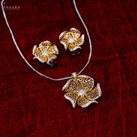 Golden Flower Pendant Set