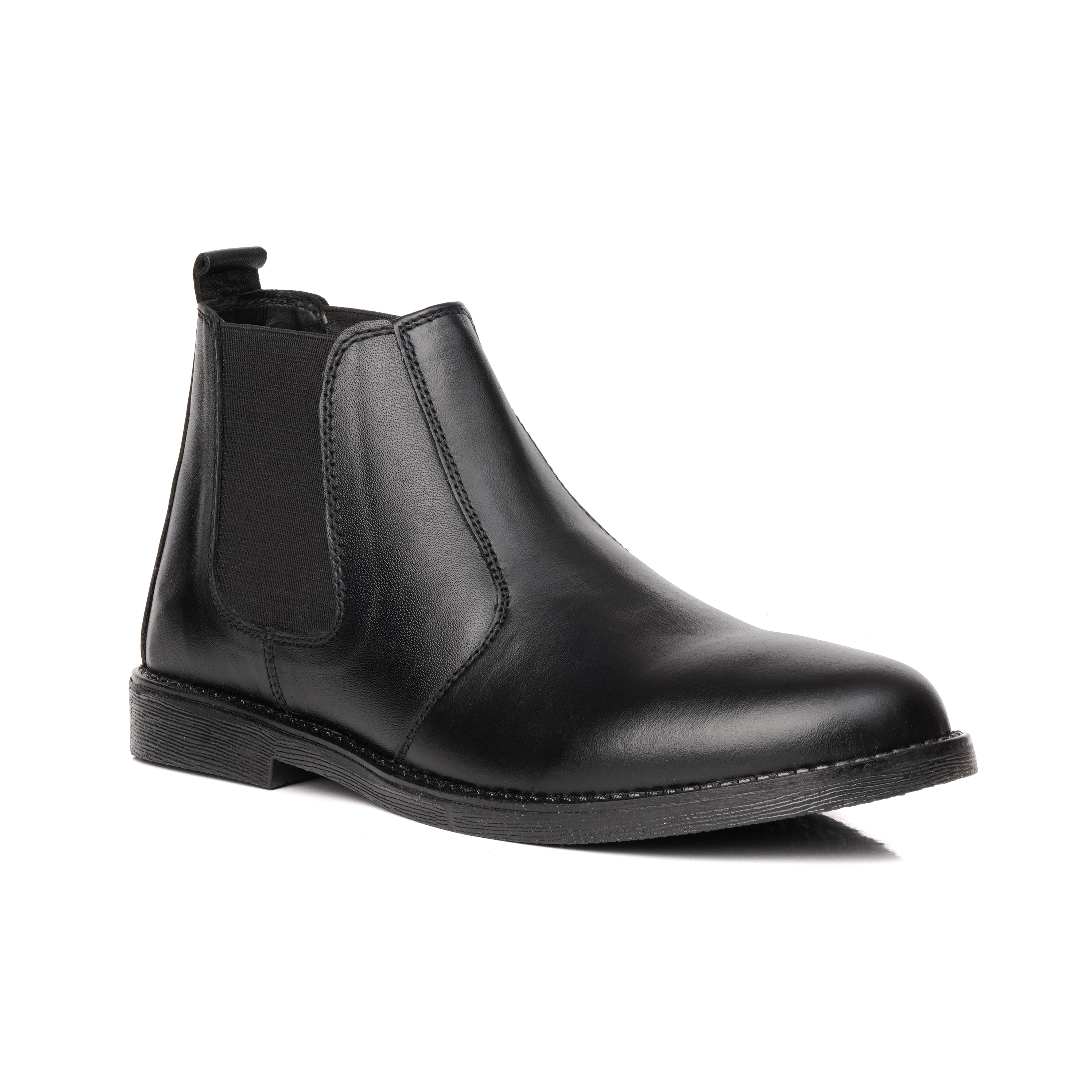 SKU:8010-Black Cow Leather Chelsea boots - DeVogue