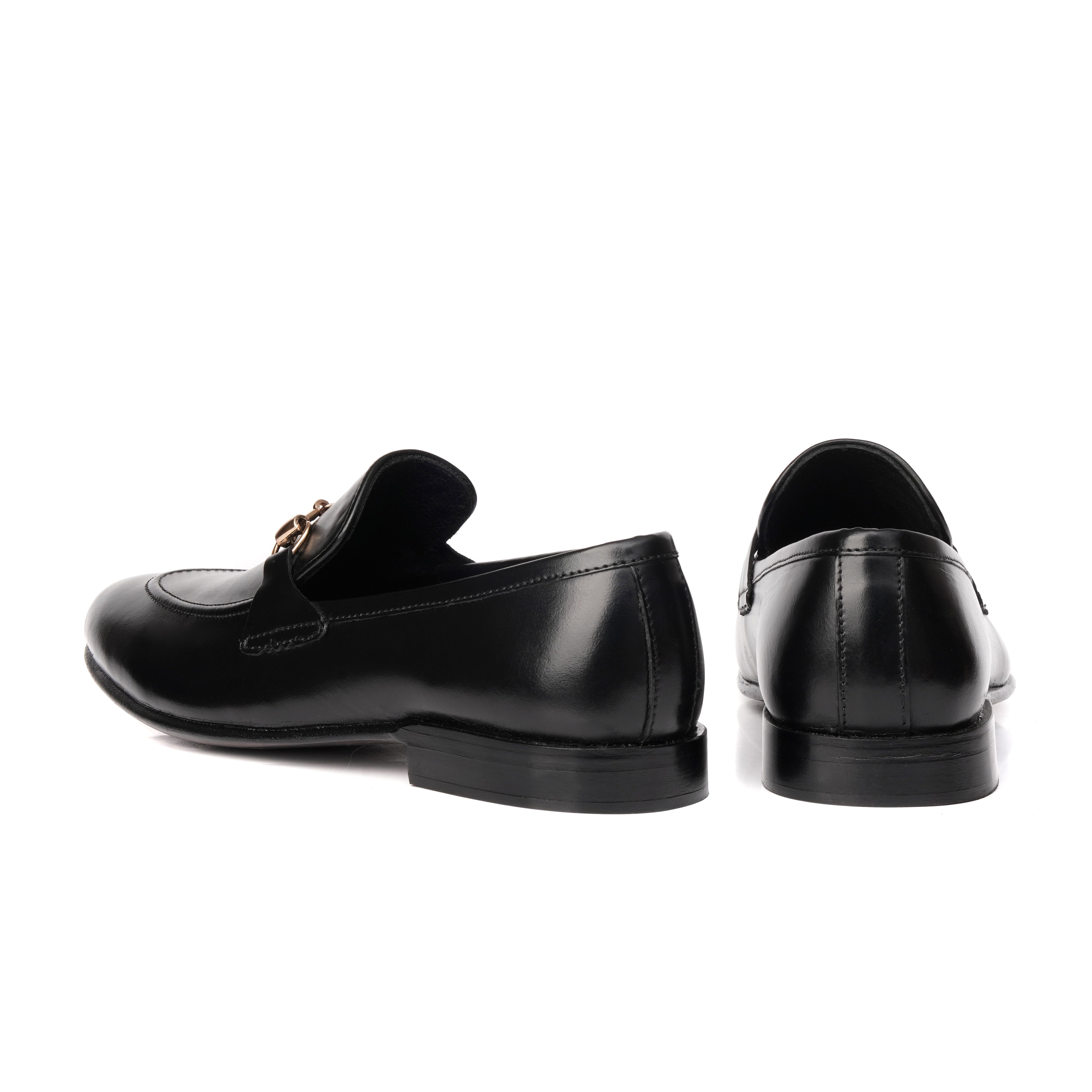 SKU:4001-Black Cow Leather Formal Loafer Style - DeVogue