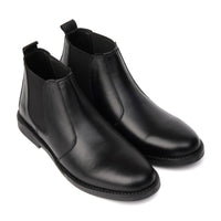 SKU:8010-Black Cow Leather Chelsea boots - DeVogue
