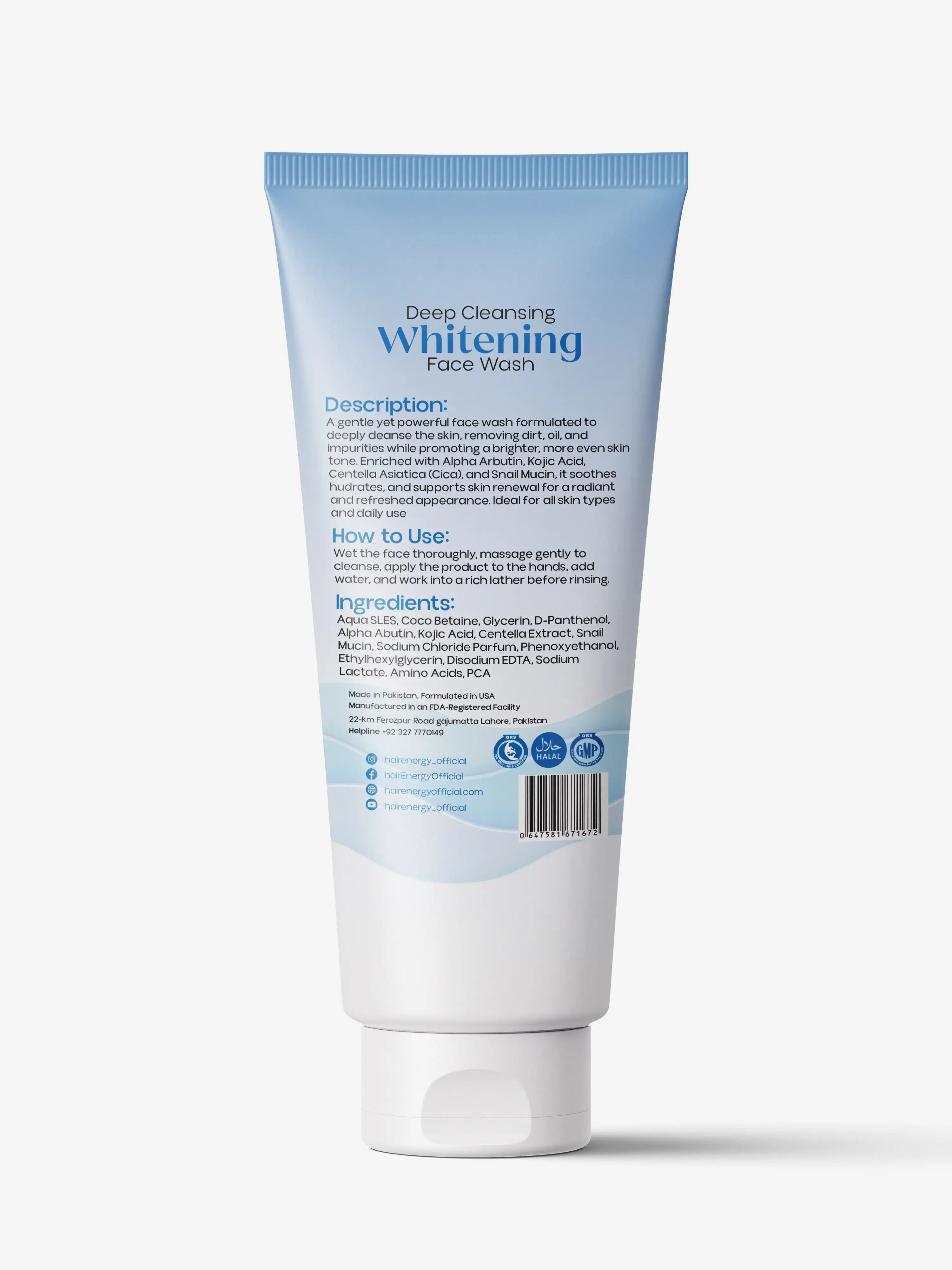 Deep Cleansing Whitening Face Wash- Brightens & Tones Skin (For All Skin Types)