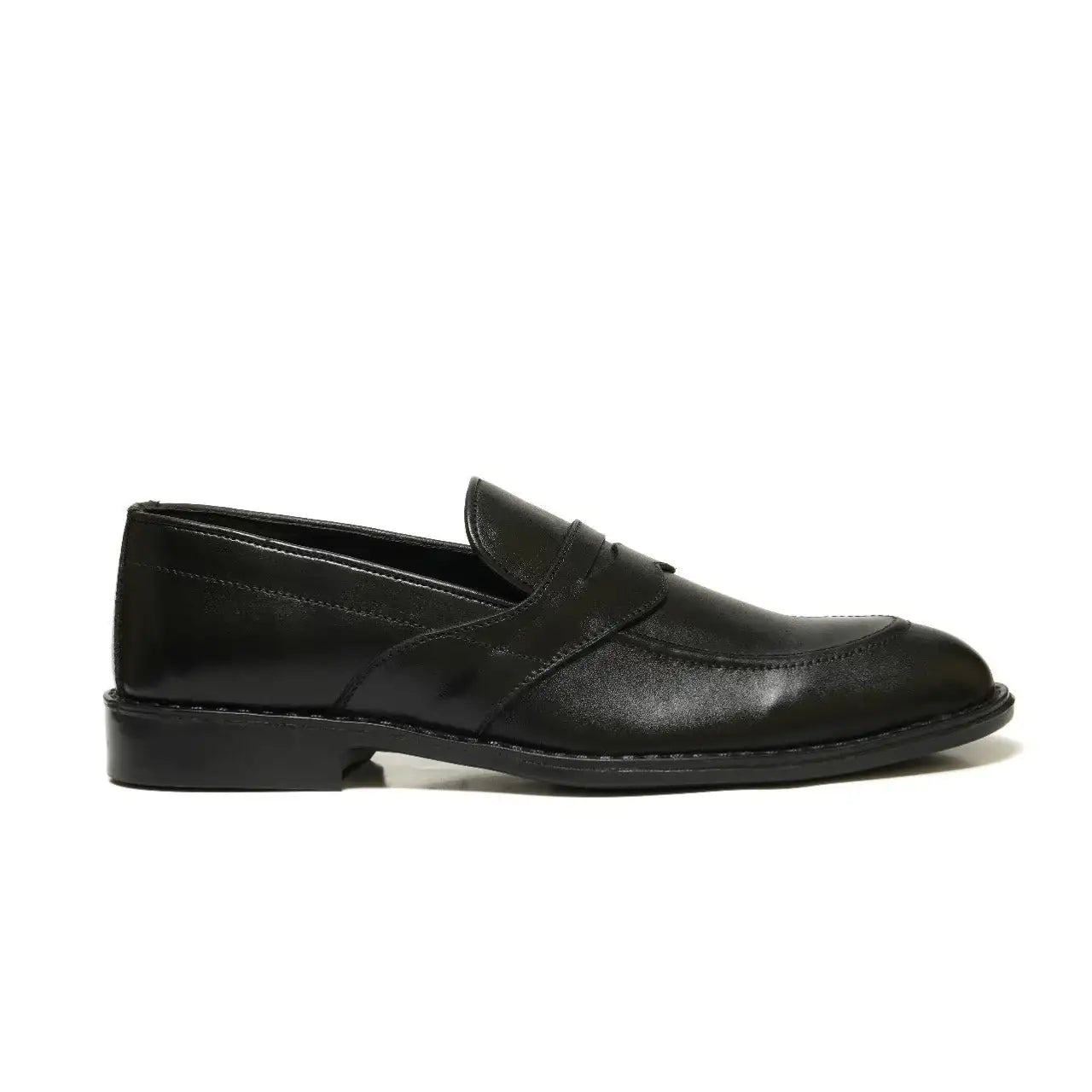 Black Cow Leather Formal Loafer Style In Rubber Sole - Mmall