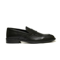 Black Cow Leather Formal Loafer Style In Rubber Sole - Mmall
