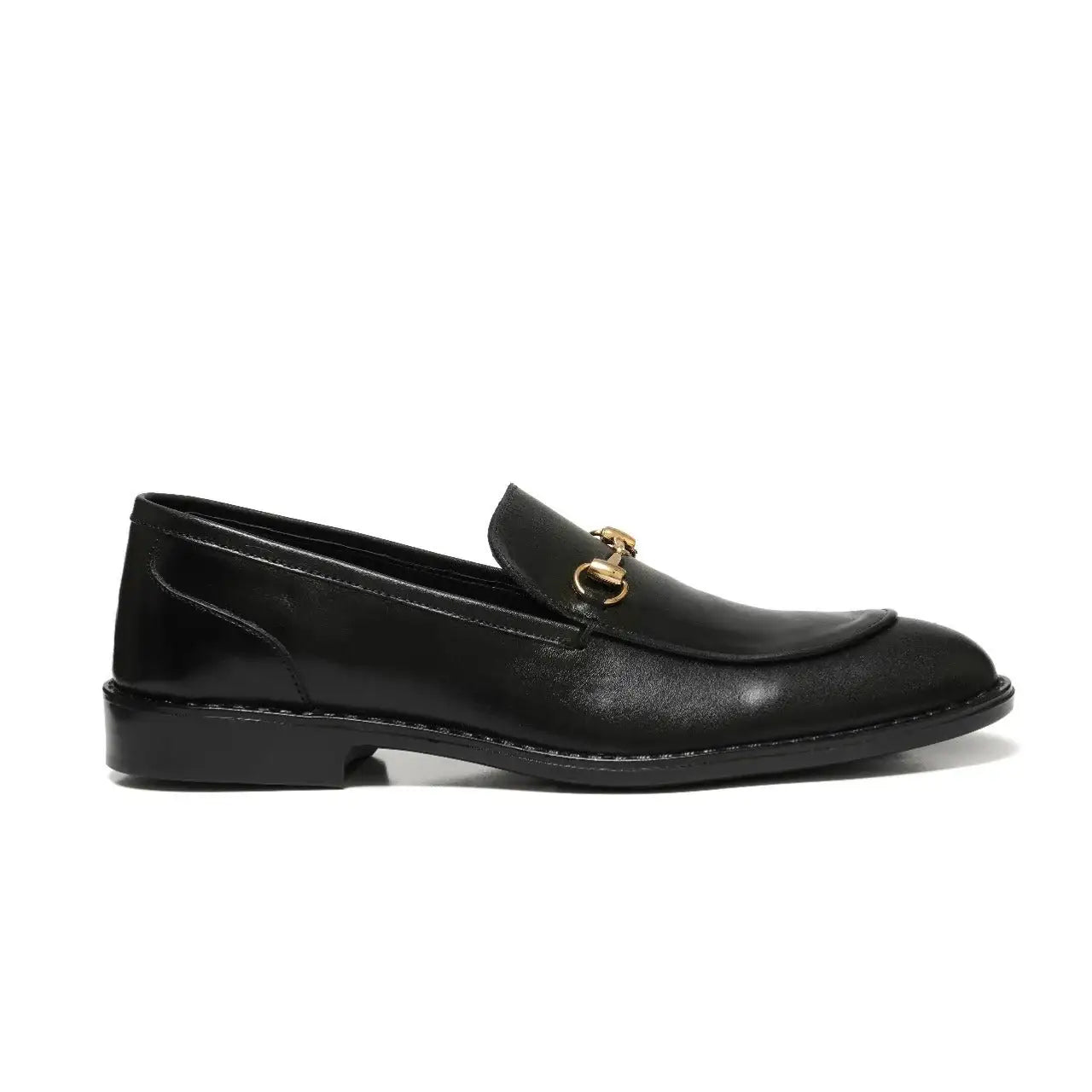 Black Cow Leather Horse Bit Formal Loafer - Mmall