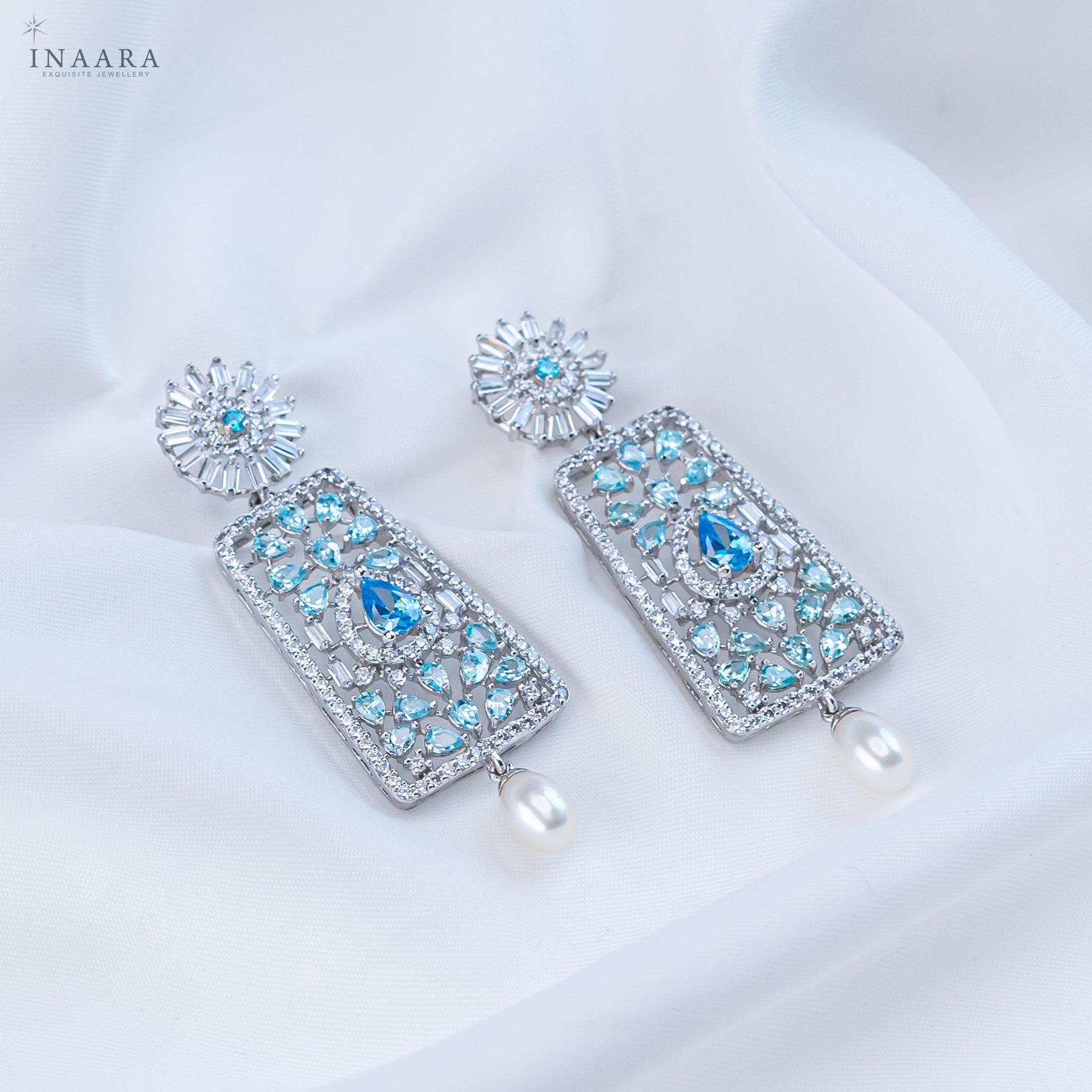 Crown Aqua Earrings
