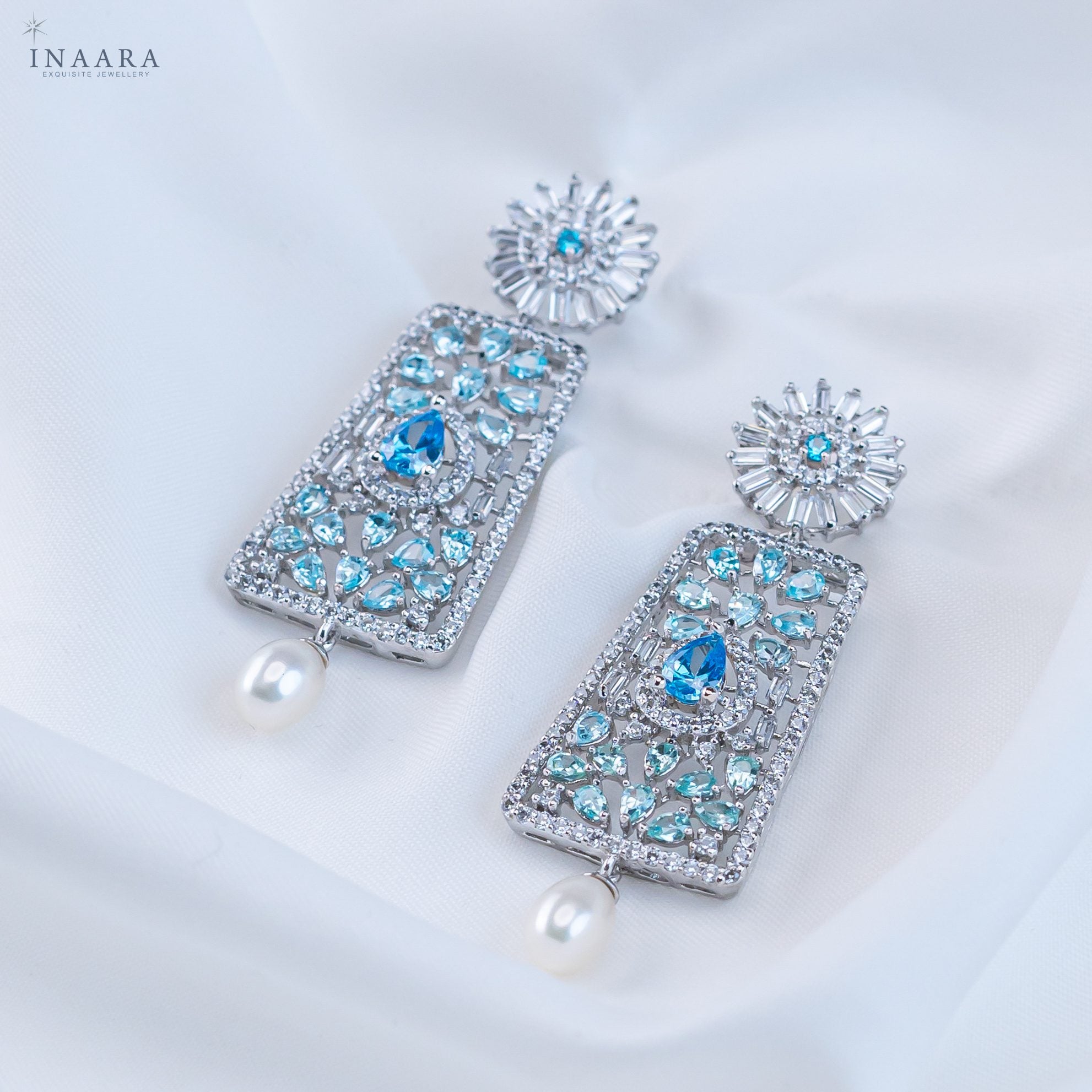 Crown Aqua Earrings