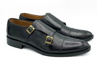 Mild Black Cow Leather Formal Double Monk Style - Mmall