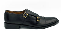 2011-Mild Black Cow Leather Formal Double Monk Style - DeVogue