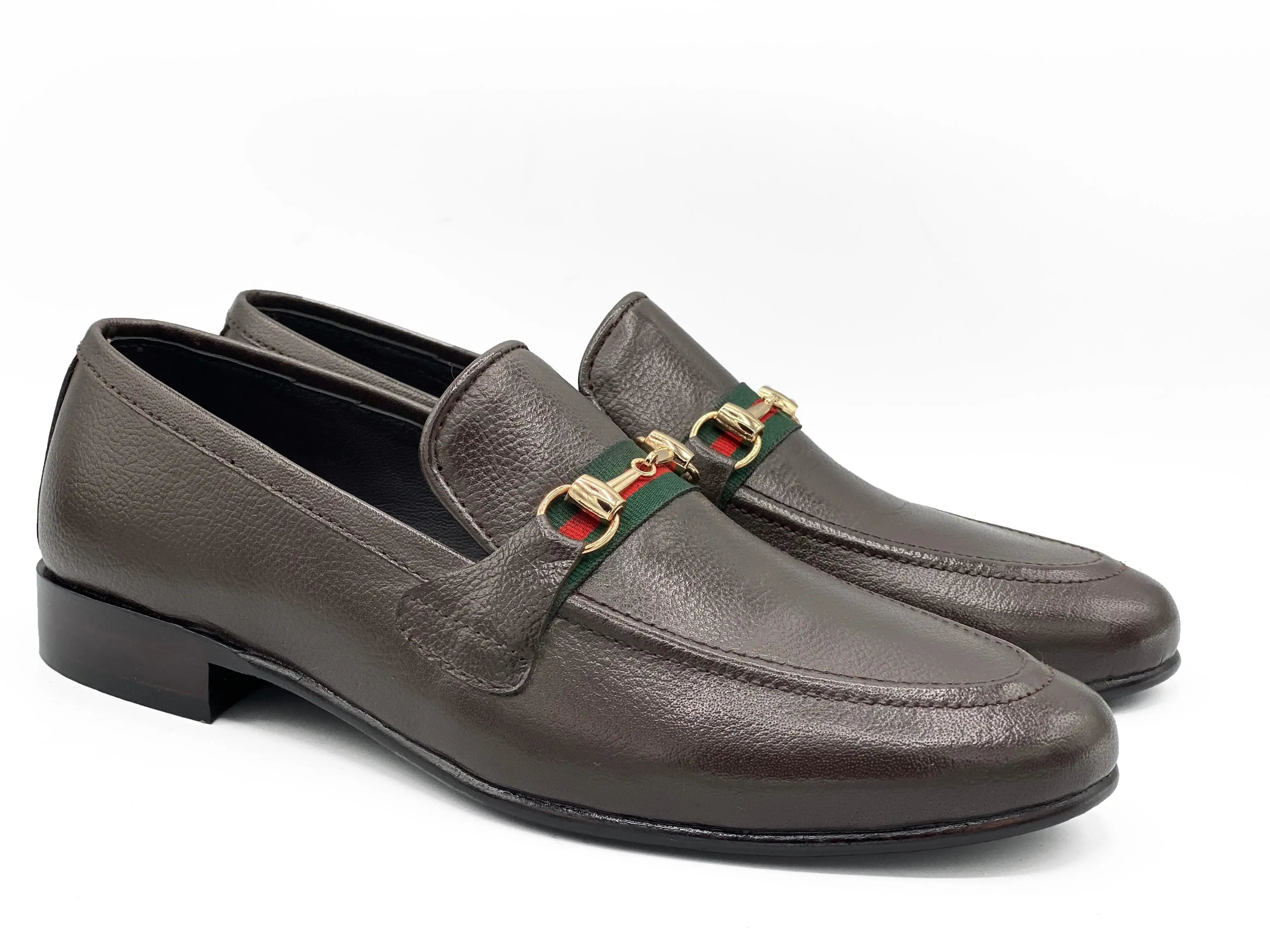 Brown Grain Premium Formal Leather Loafer - Mmall