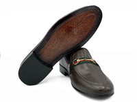 SKU:4030-Brown Grain Premium Formal leather loafers - DeVogue