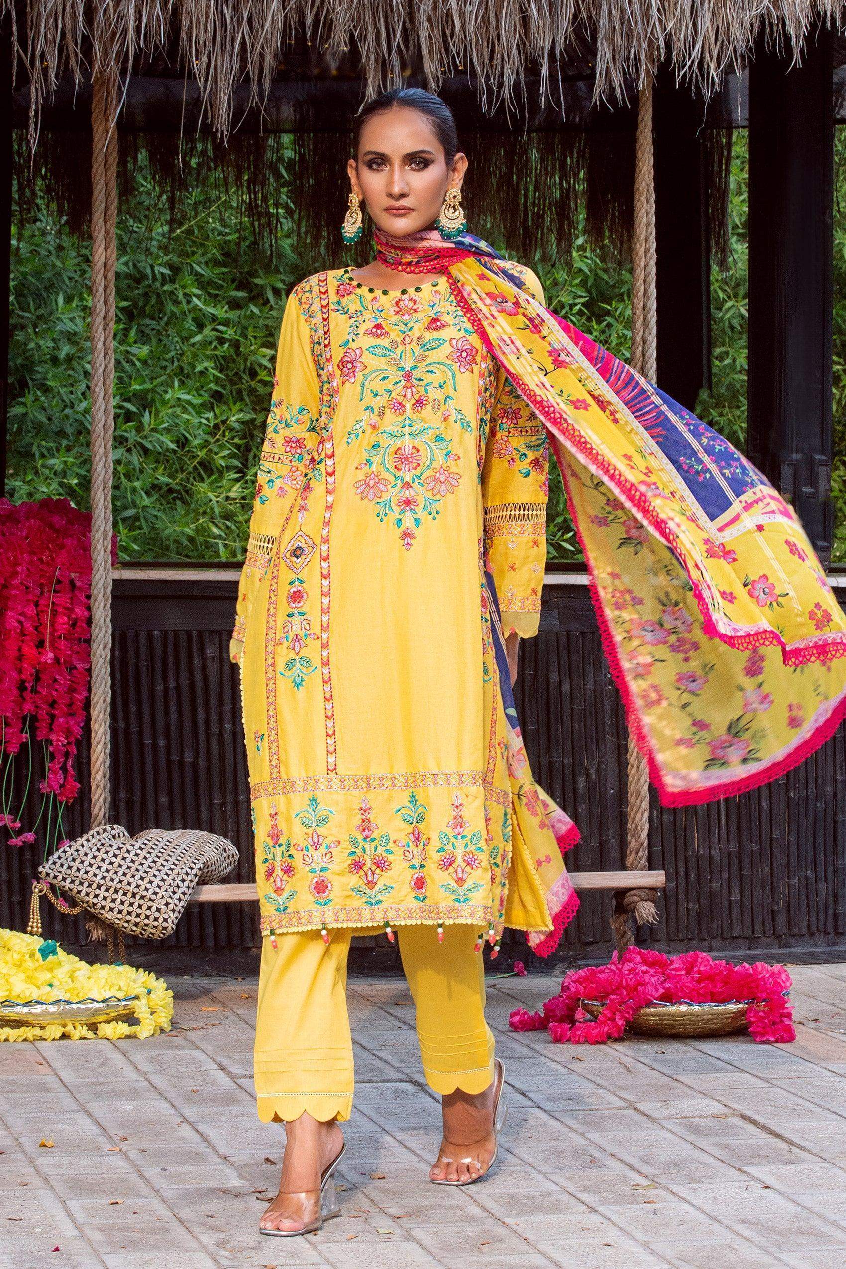 LUXURY UNSTITCHED INAYA 3PC - Kross Kulture