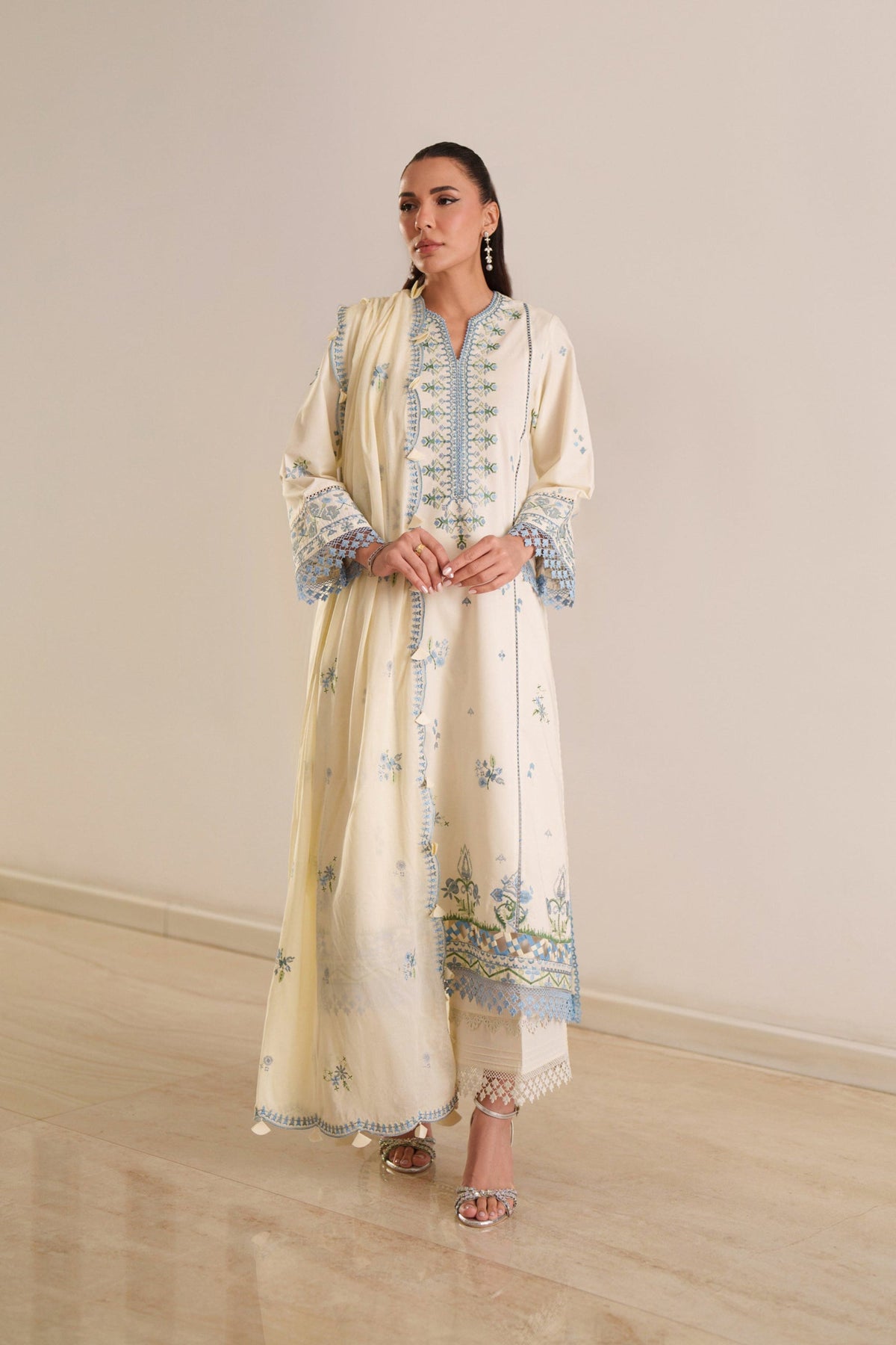 Ivory Suzani - Unstitched Luxury Lawn Suit – view 8
