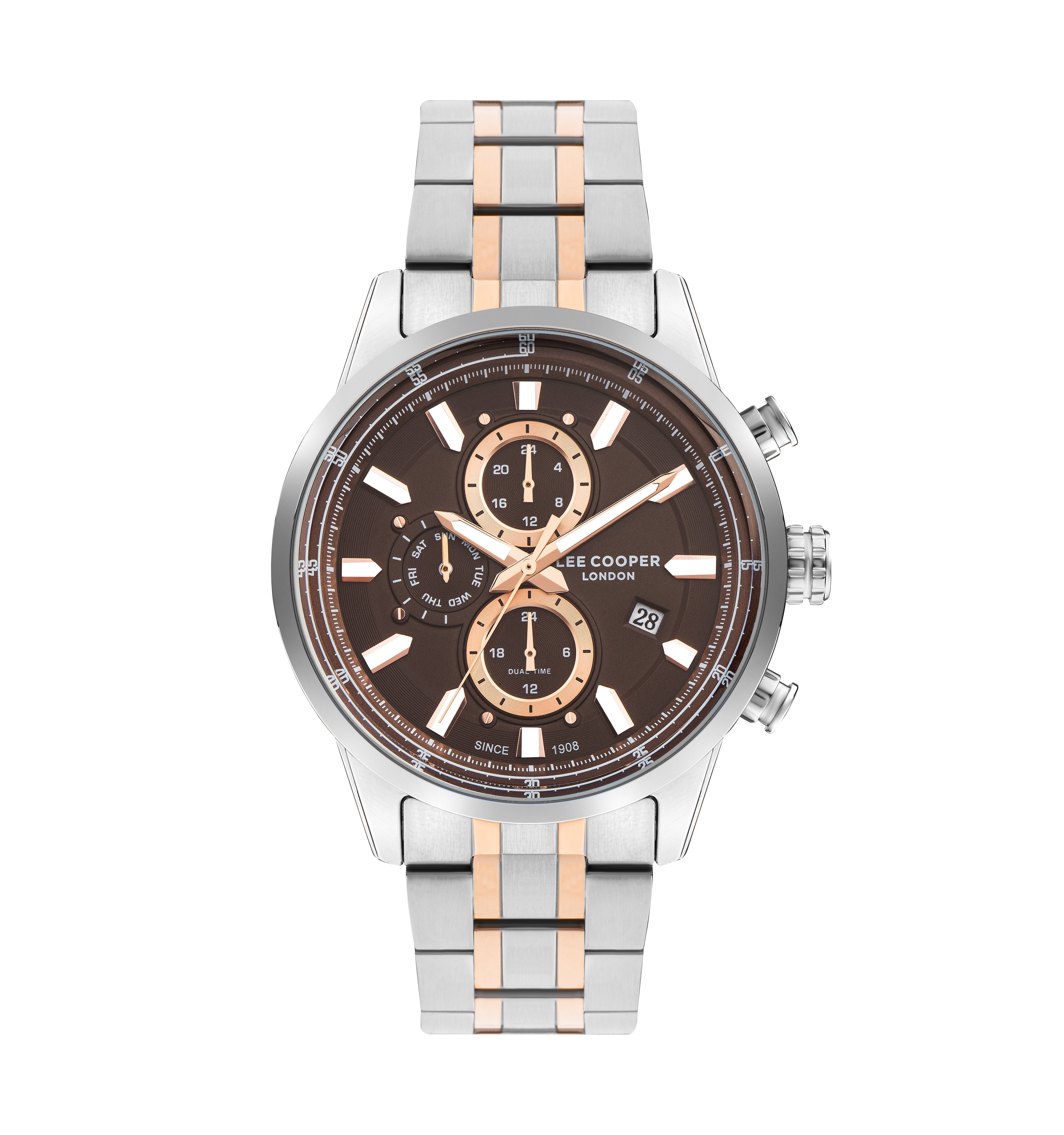 Lee Cooper - LC07836.540 - Men's Super Silver/Rose Gold Multifunction Watch - Nizam Watch House