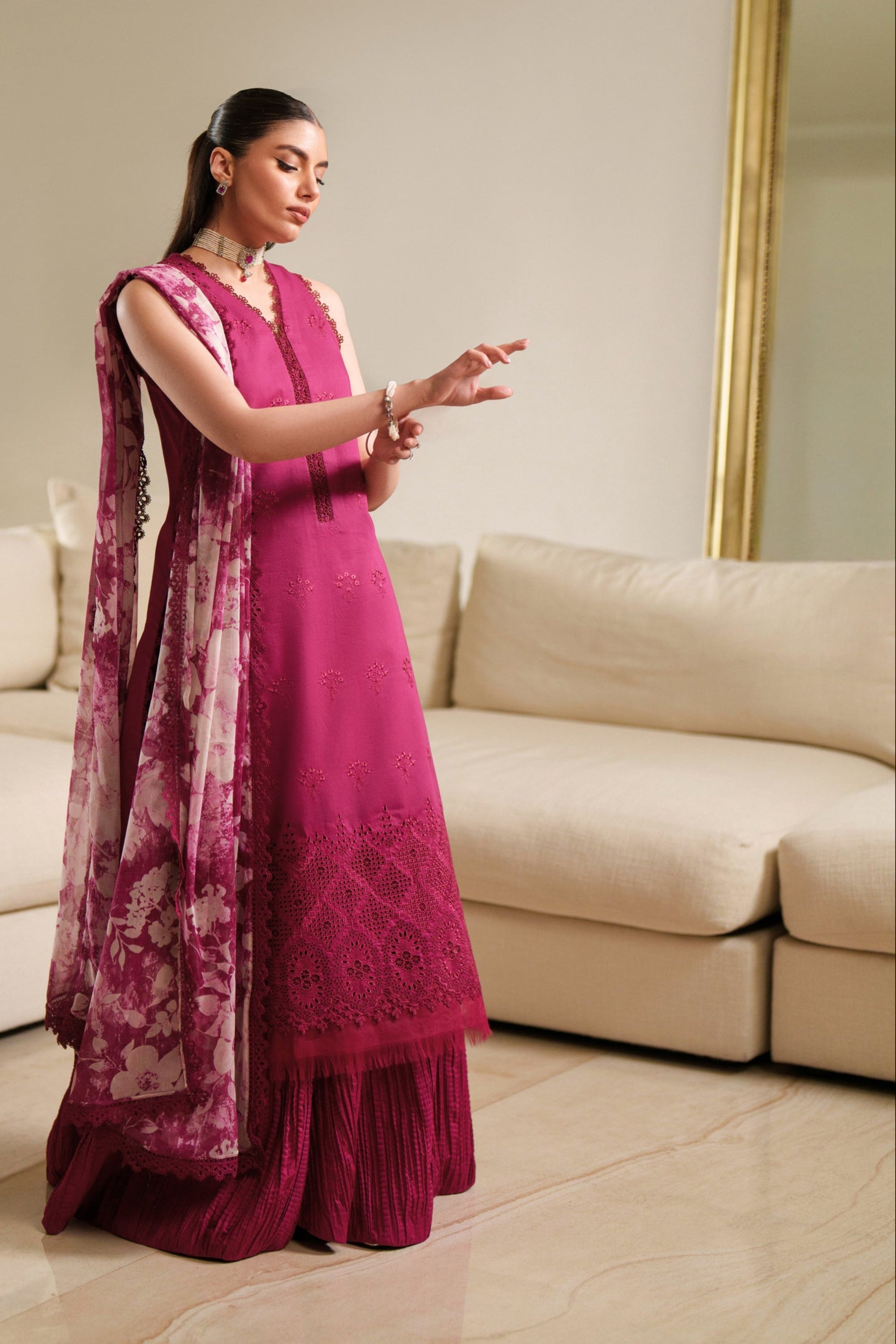 Mulberry Lattice - Unstitch Luxury Lawn Suit – view 2