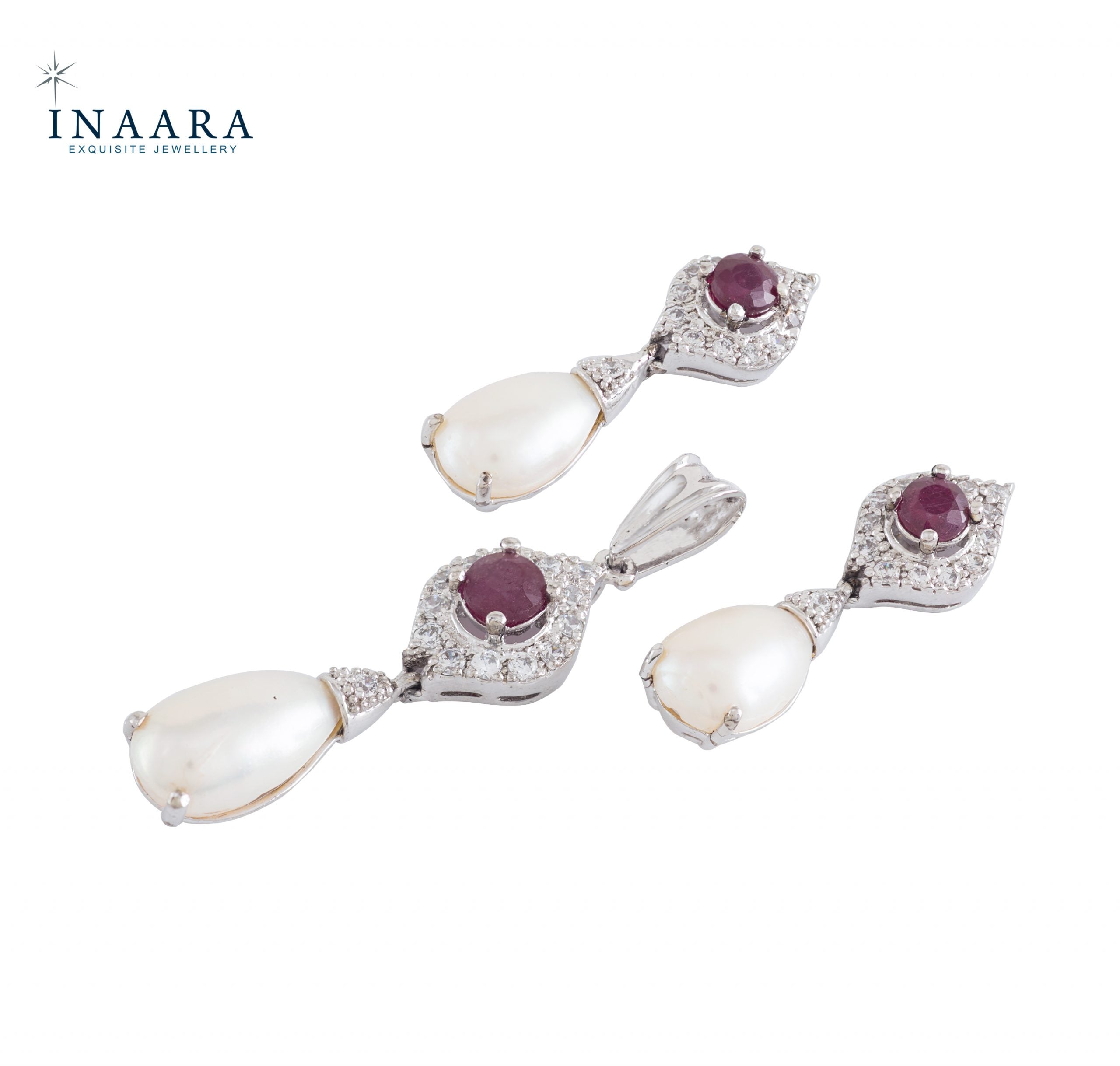 Ruby Pearl Pendant Set